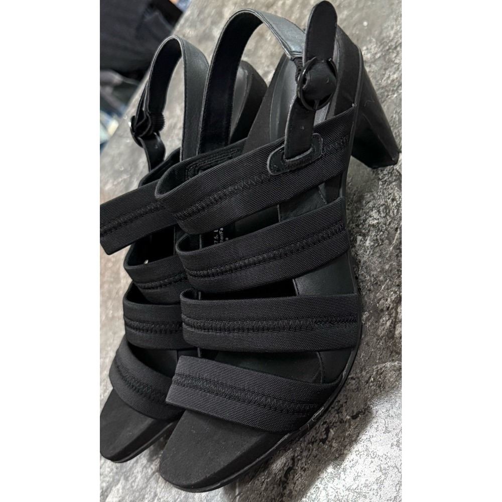 Aertex Essence Multi Band Elastic Strap Leather Slingback‎ Sandals Heels 9.5M